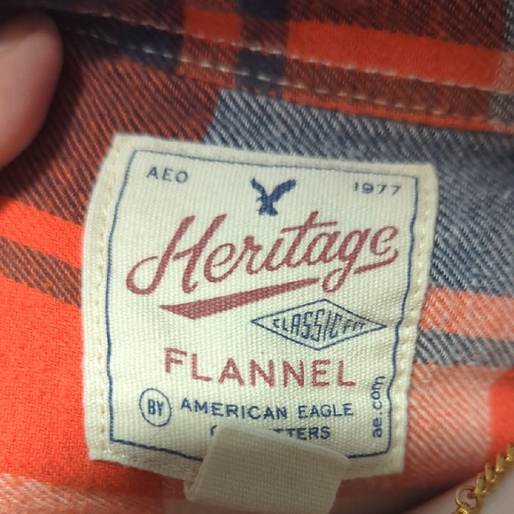 Stylish Plaid Button Down Shirt - Orange and Blue - Picture 6 of 9
